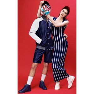 Adidas x Opening Ceremony Leather Bermuda Shorts Size L Mens Blue 2014 RARE!